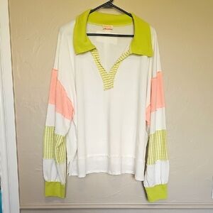 Boutique Plus Size Boxy Lime And Pink Top 2x NWOT